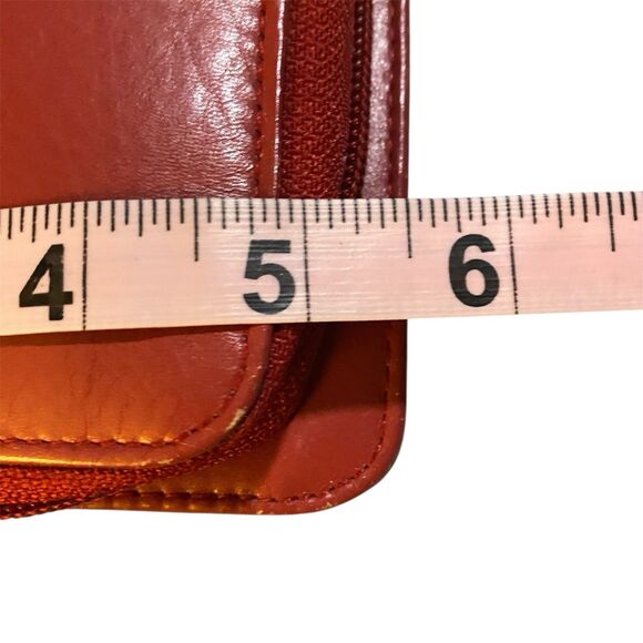 Vtg Pierre Cardin Leather Crossbody Handbag Expandable 9x6 Pen Calc Pockets Red - Picture 14 of 15